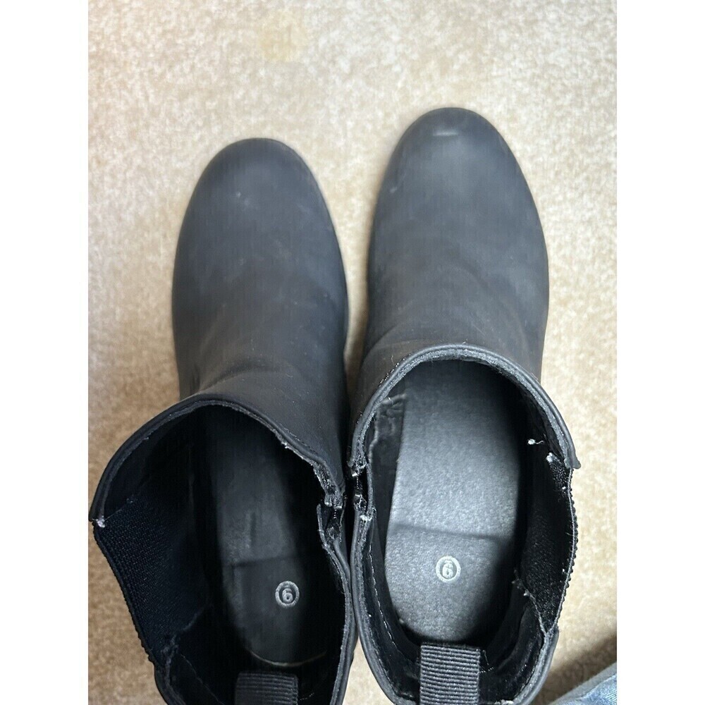 Mysoft Black Chelsea Ankle Boots Side Zipper Chunky Block Low Heel Size 9 - Picture 5 of 8
